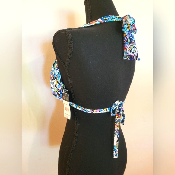 NWT Lauren By Ralph Lauren Women's Multicolor Paisley Halter Bikini Top (Size 8) - Picture 9 of 12